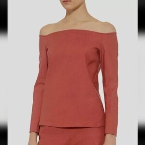 Theory off the shoulder Carmine  3/4 sleeve linen top size